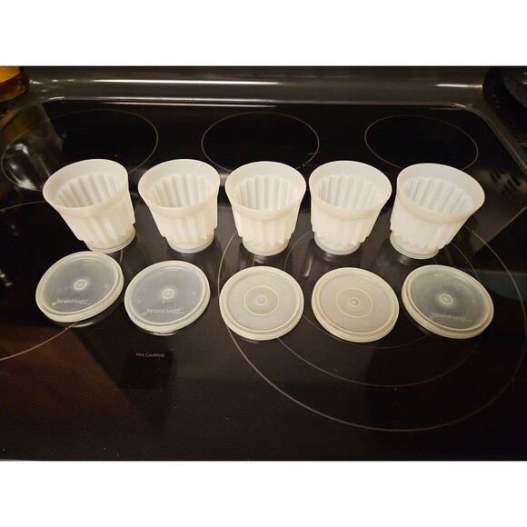 Set Of 5 Vintage Tupperware Jel-ette Jello Single Mold Cups With Lids #297 - Picture 3 of 9